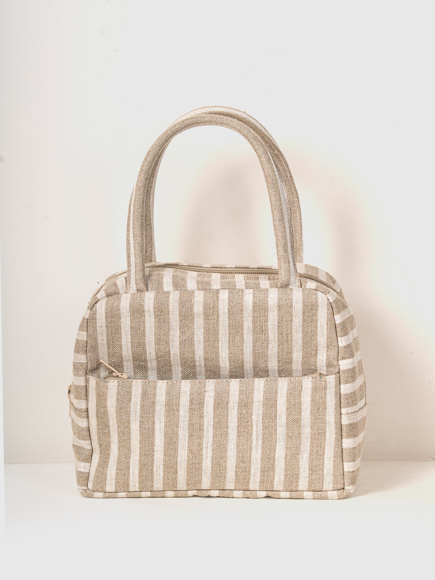 Striped linen handbag