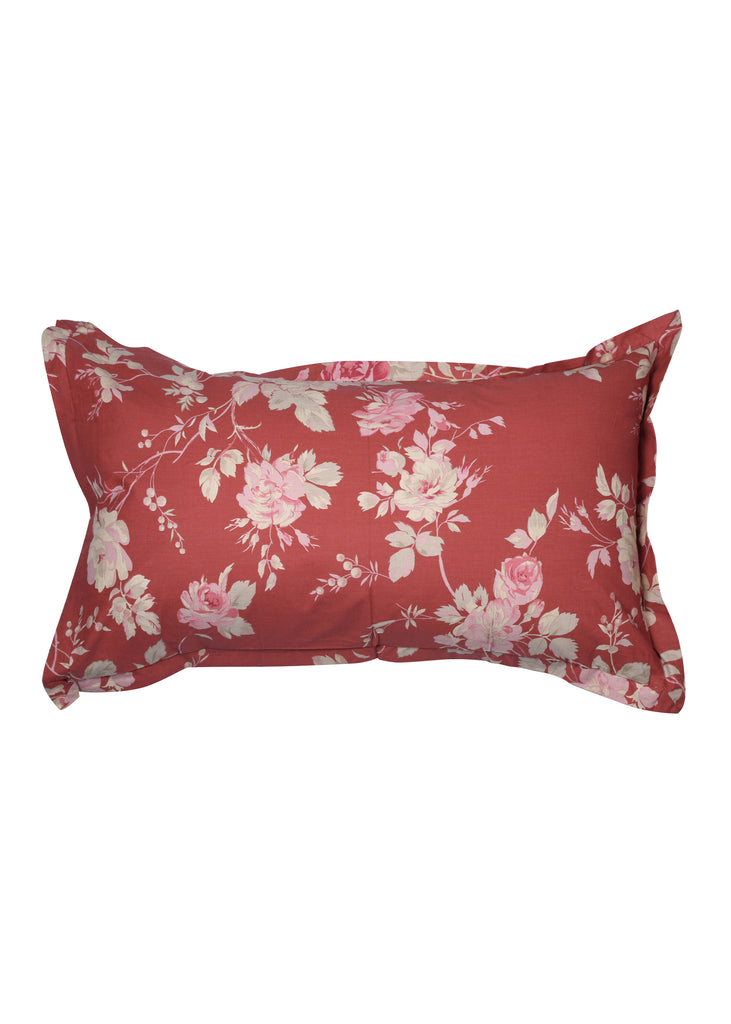 Satya Red Floral Print Pillow Cover Set of 2 Pcs