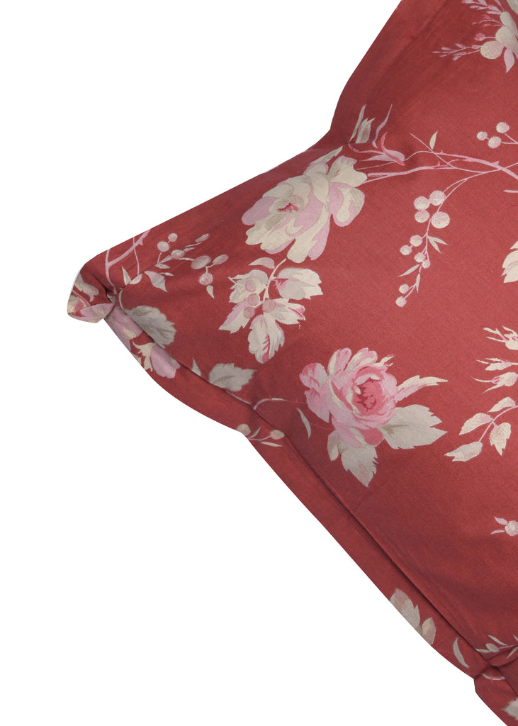 Satya Red Floral Print Pillow Cover Set of 2 Pcs