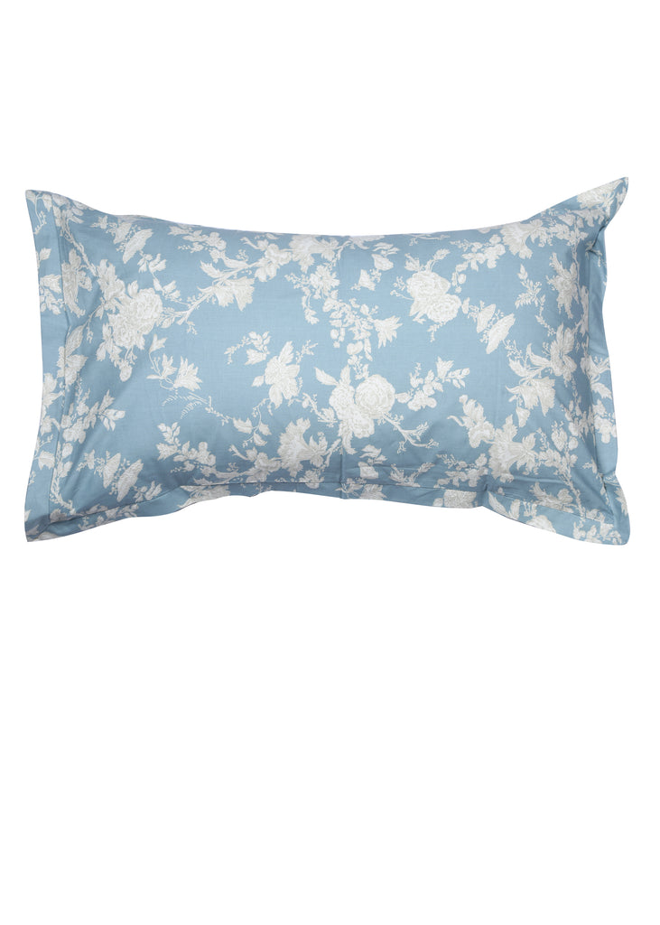 Blue Floral Print Pillow Cover Set of 2 Pcs