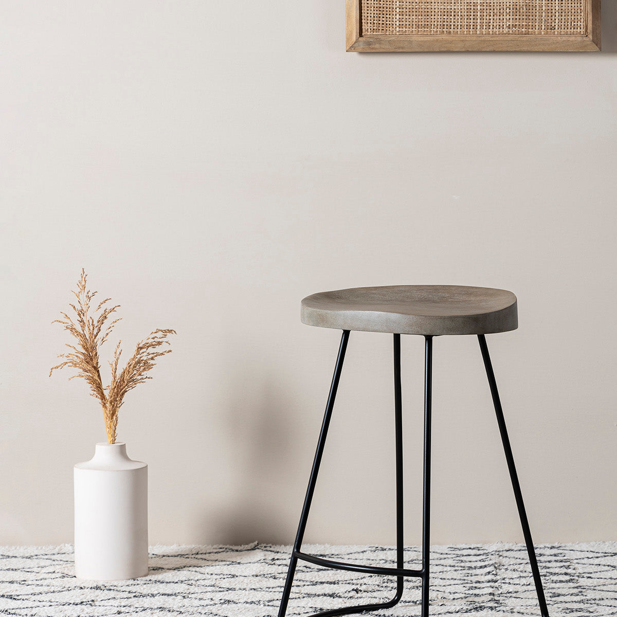Ogha Iron Stool with Wood Top – Contrast Living