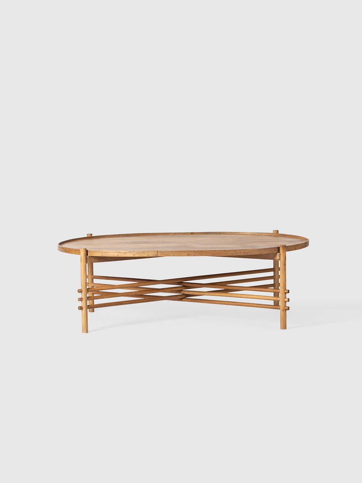 Wooden coffee table with a geometric design