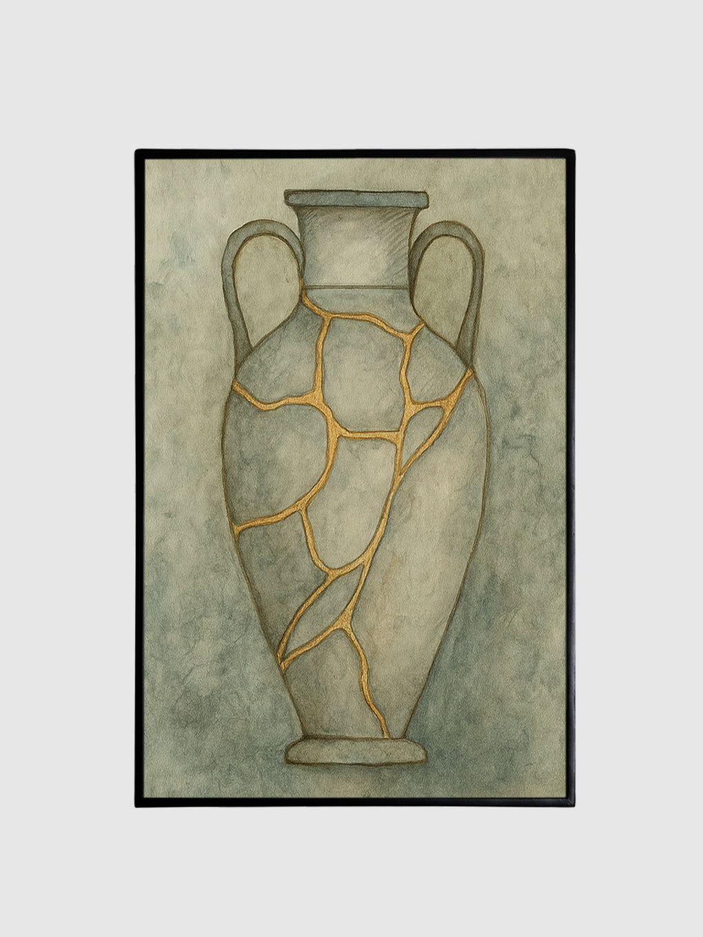 Decorative vase with gold accents on a textured background