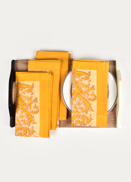 Yellow Rossine Print Napkin ( Set of 4 Pcs)